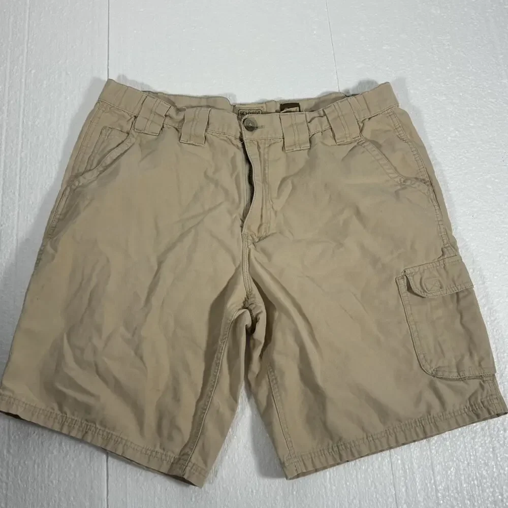 Men's C.E. SCHMIDT Workwear Solid Beige Cargo‎ Cotton Shorts Size 38